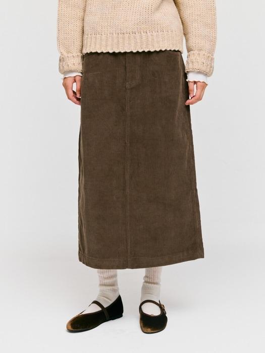 corduroy long skirt - brown