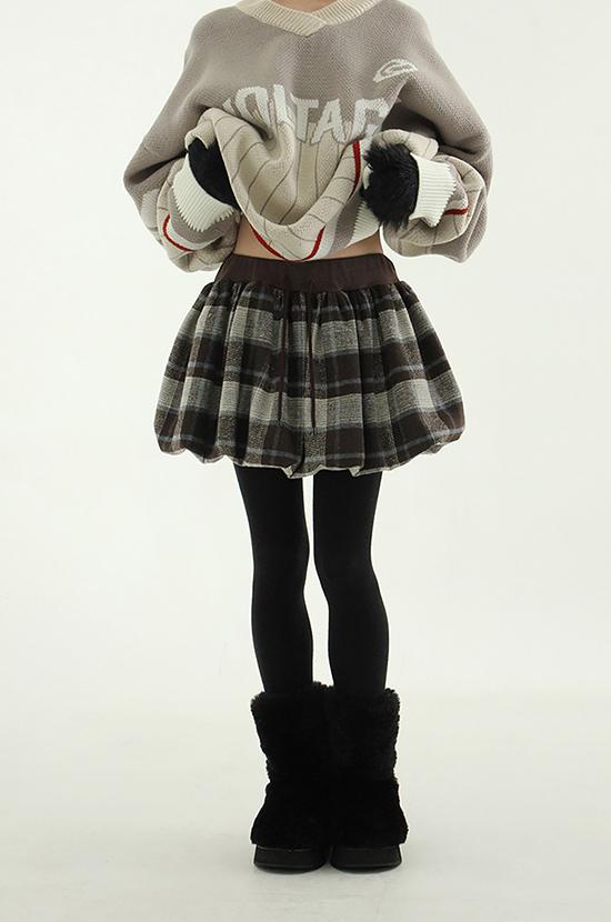 check balloon banding mini skirt