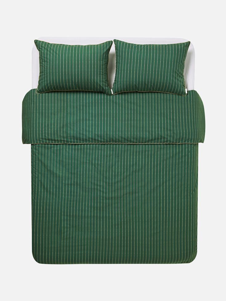 SS Pin-stripe Duvet Cover & 1 Pillowcase Set (Green)