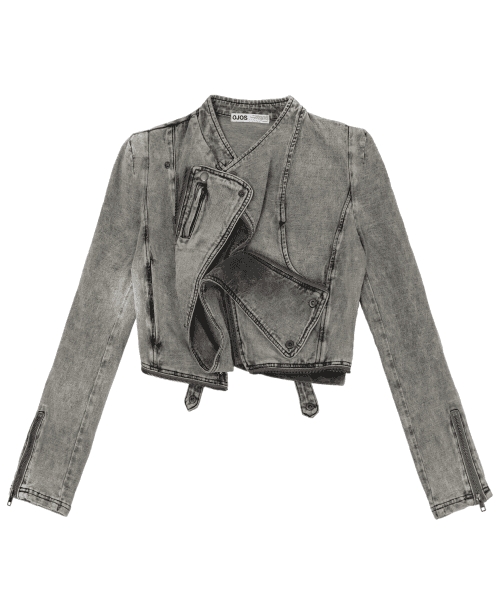 定価2.6万 OJOS オホス Span Denim Rider Jacket 오호스 오호스(OJOS) Span Denim Rider Jacket / Grey - 사이즈