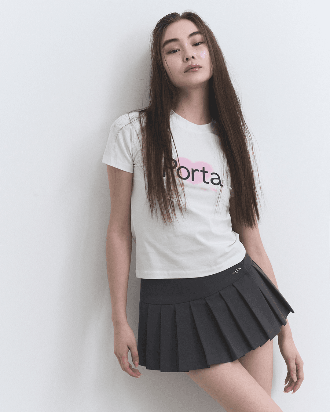 FITTED LOGO HALF TOP, WHITE