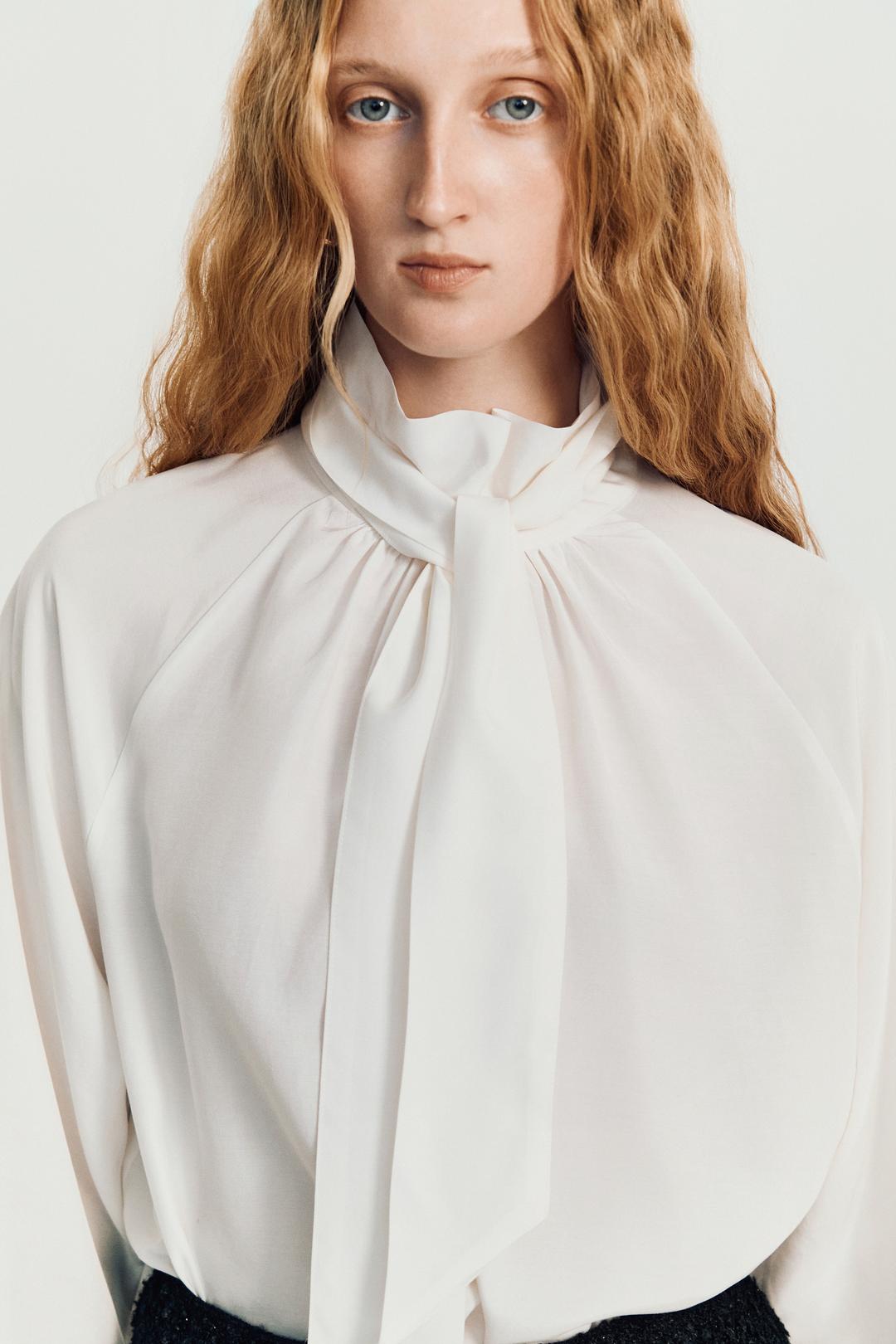 Leila Tie Blouse _ Ivory