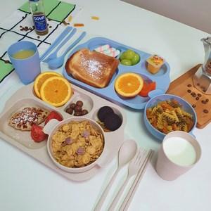 살림의품격 다이어트 파스텔 밀짚 성인식판 6종 세트, 베이지