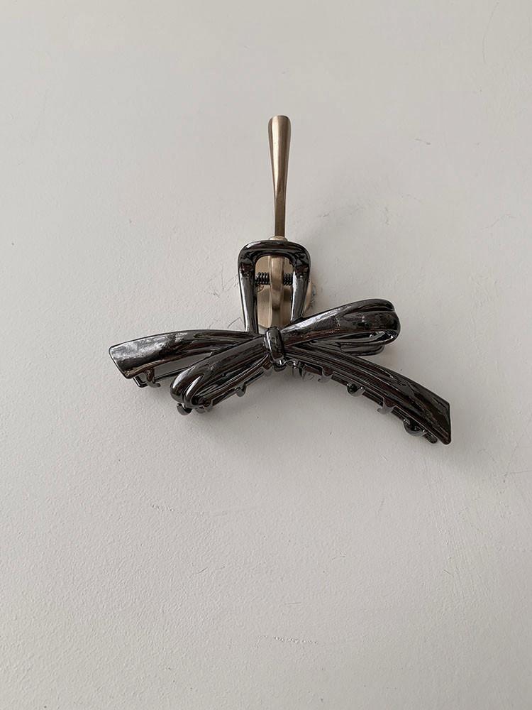 셀프러브 위즐 리본 끌로 - 메탈 여름 금속 블랙 숱많은 빅 여성 집게핀