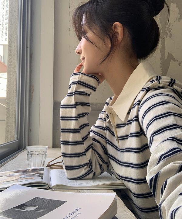 리얼코코 [오버핏&크롭/럭비티/made] 코이튼 단가라 카라 티셔츠