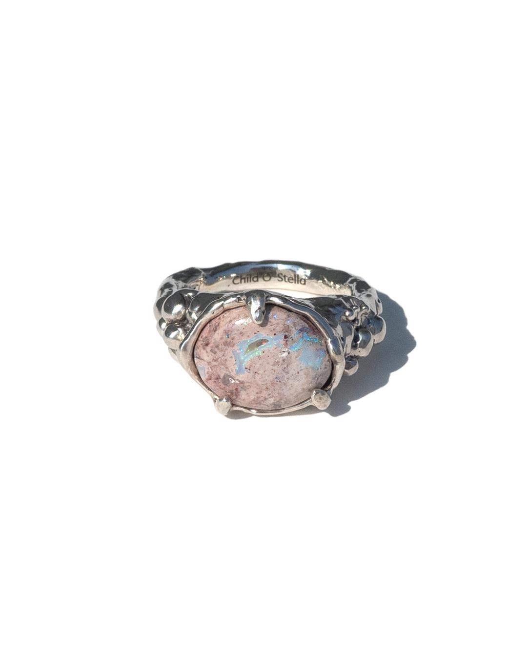 Mexican opal flow bumpy ring