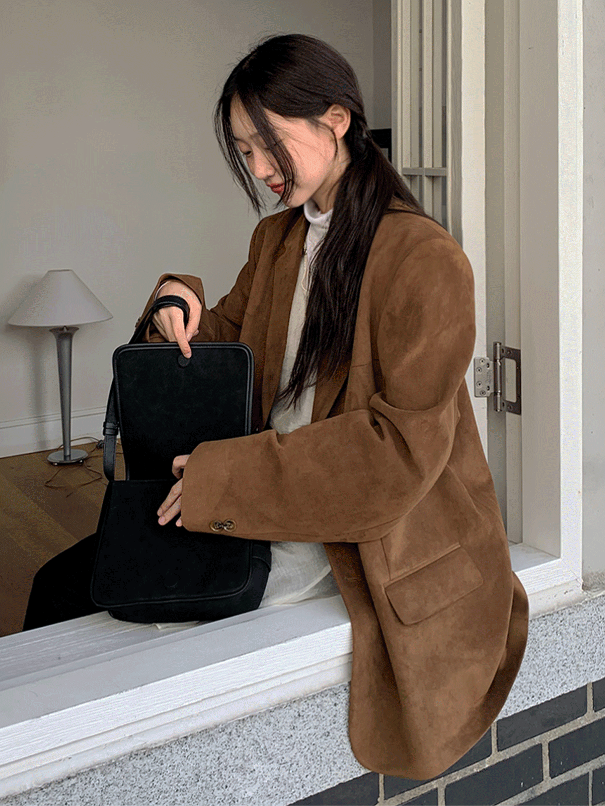 gentle suede jacket (camel) 추천! 당일발송