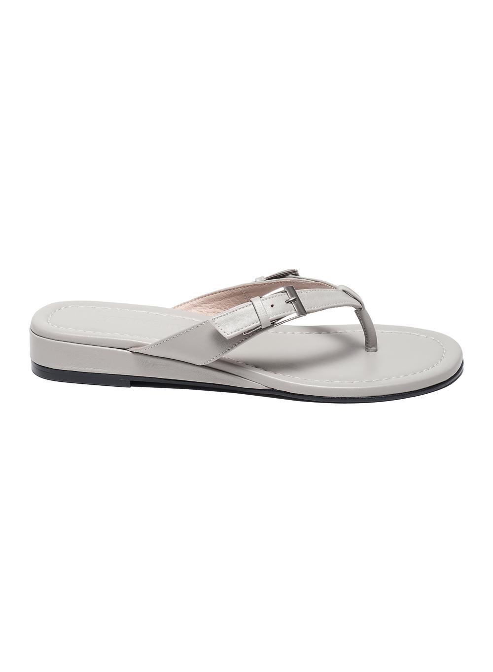 [WOMEN] BUCKLE STRAP WEDGE FLIP-FLOPS_LIGHT GREY