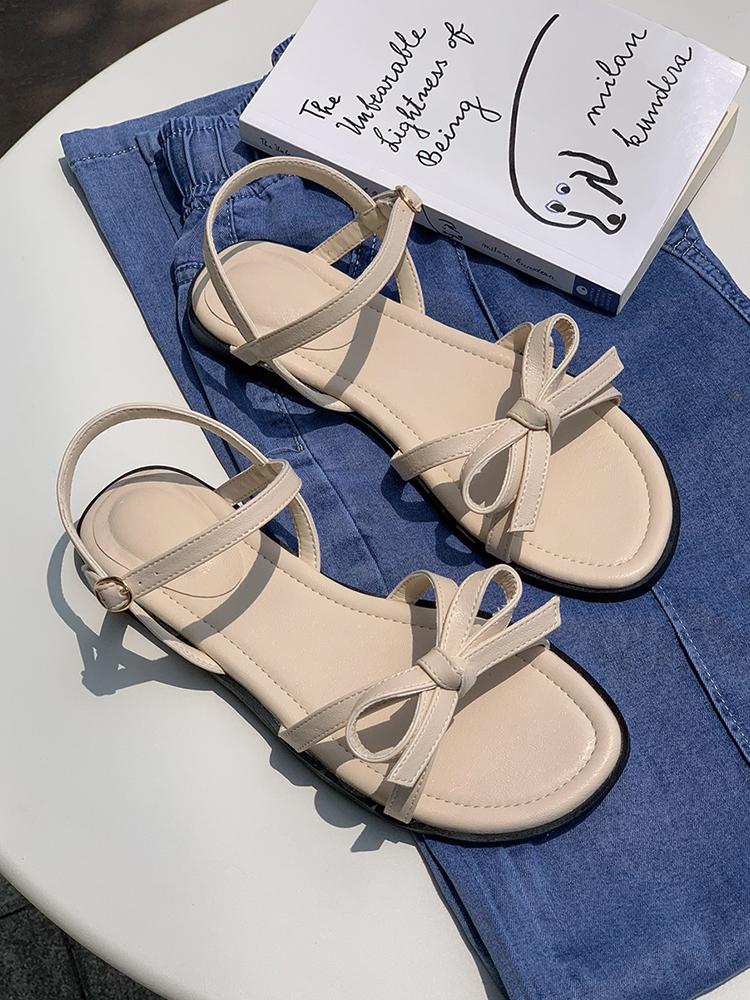 [무배] 릴리 리본 쿠션 통굽 밴딩 여성 메리제인 스트랩 플랫 샌들