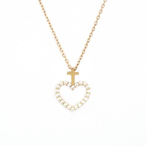 14K 18K 성심 큐빅 목걸이 / 각줄체인 0.3