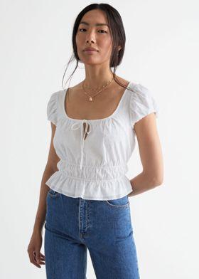 피티드 퍼프 슬리브 탑