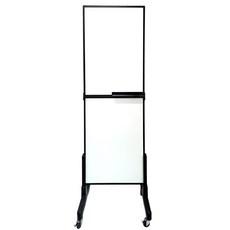 금강칠판 자석2단보드 화이트 앤 화이트 폴더이동식 거치대