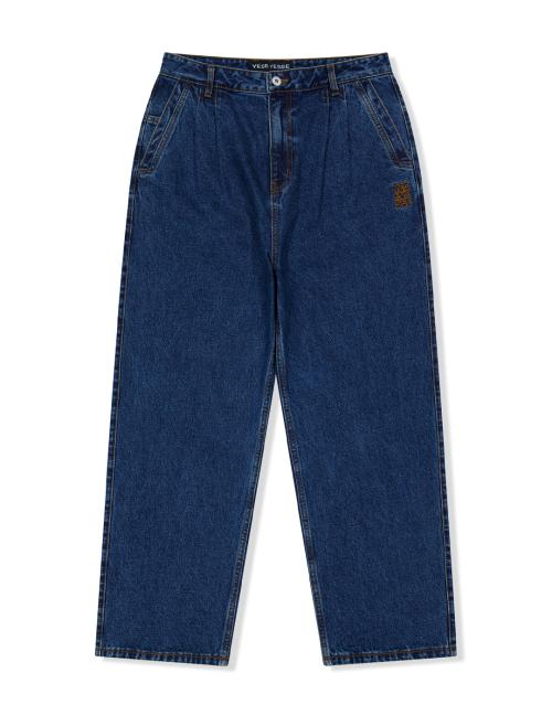 Two Tucked Denim Pants Indigo