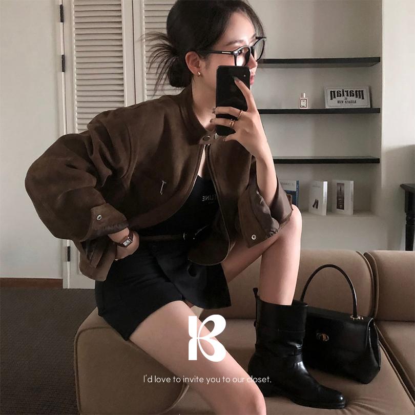 베이델리 [MADE/루즈핏]테일 스웨이드 차이나 크롭 자켓