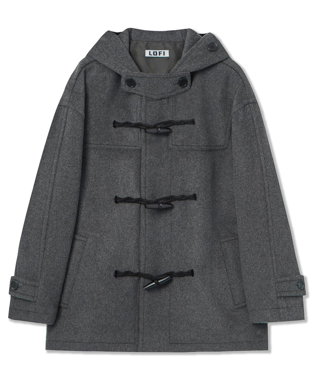 오버핏 스테디 숏 더플 코트 (차콜)