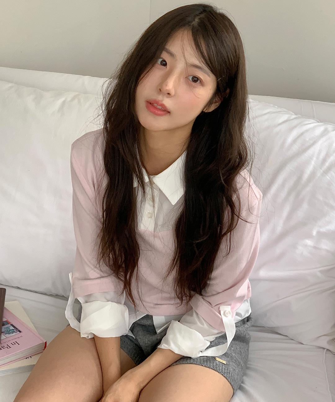 레터프롬문 [인플루언서 PICK!] 체이스 레이어드 카라 탑 ( 2 colors )
