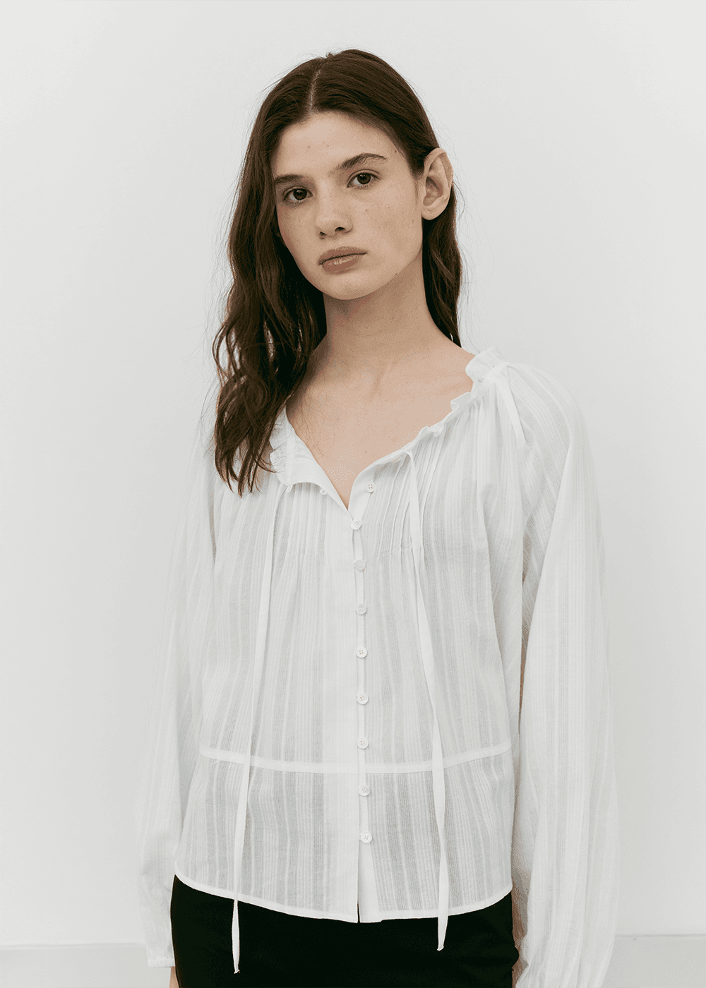 [2차] Frill Pintuck Blouse_White