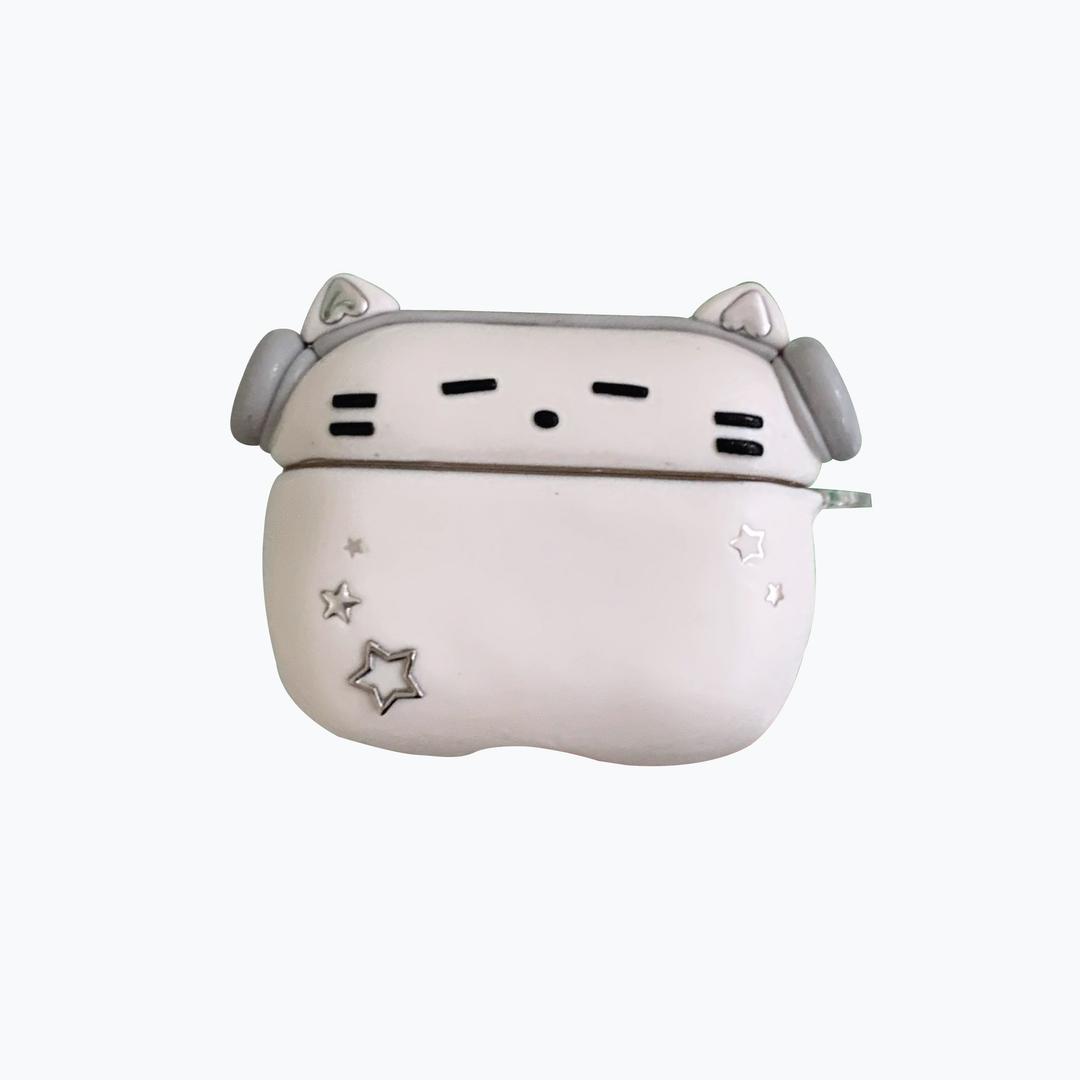 White Cat AirPods Case