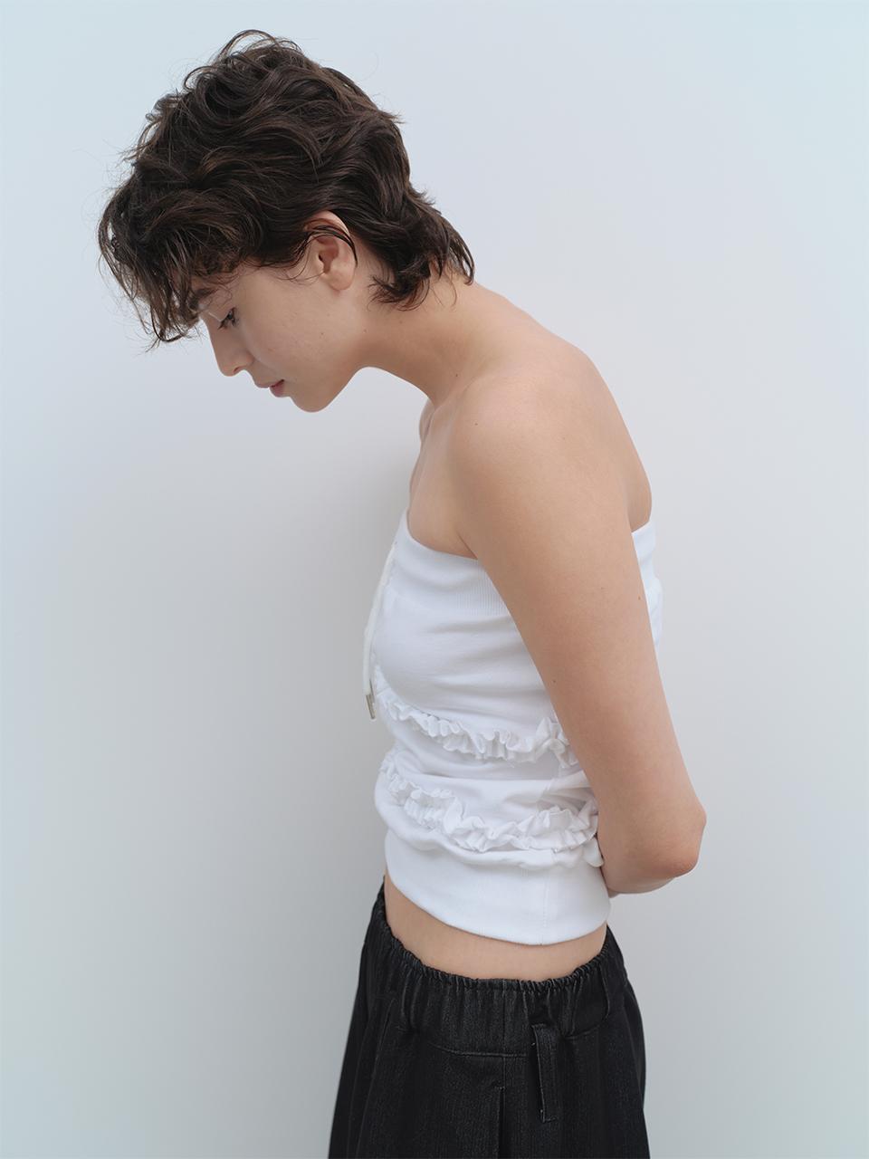 Jersey Frill Tube Top [White]