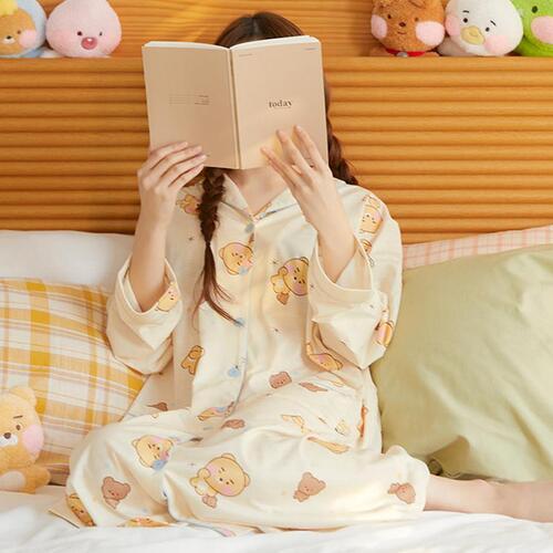 카카오 베이비드리밍 라이언 파자마 여성 원피스 잠옷 여행잠옷 파자마파티