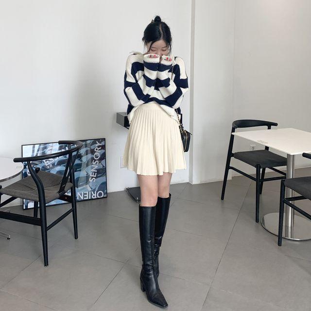 A라인 울 니트 플리츠 스커트_드까_2