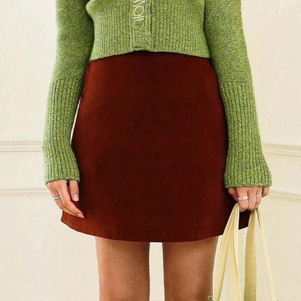 CORDUROY A-LINE SKIRT - REDDISH BROWN 골덴 에이라인 스커트 - 적갈색