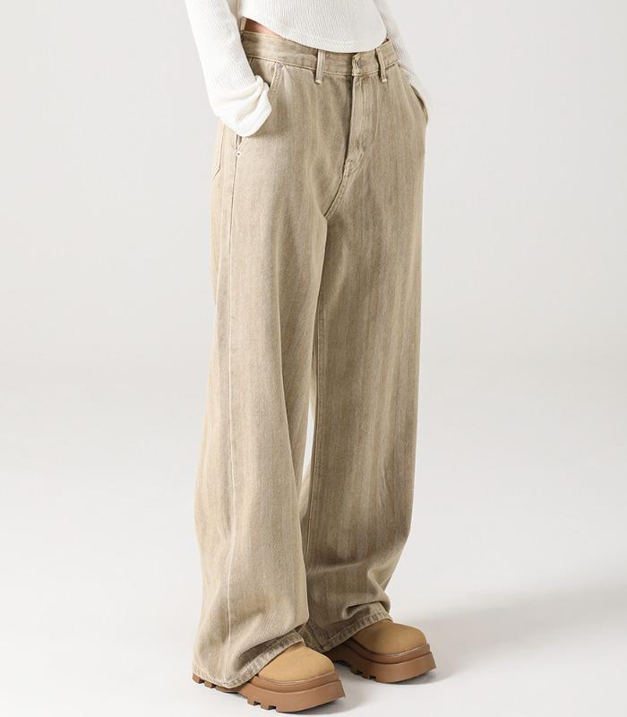 Herringbone wide pants BEIGE