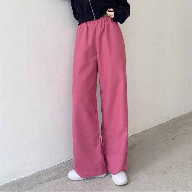 [요즘유행,핏대박]하이웨스트 비비드 롱 와이드팬츠 (4color)_인더모어