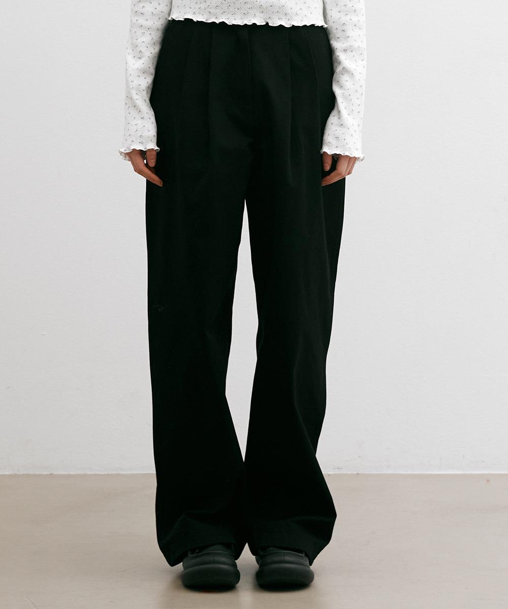 Relaxed Two-Tuck Cotton Pants Black