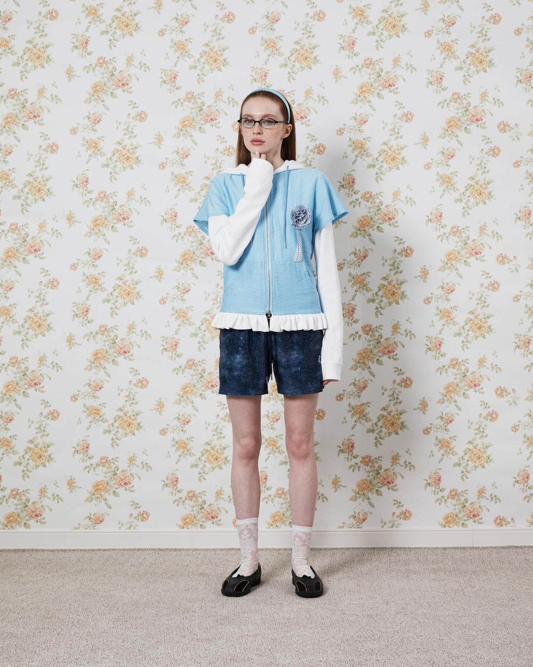 Shirt layered hoodie White