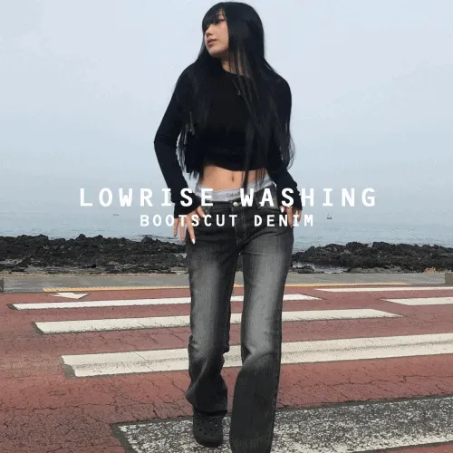 🚀오늘출발🚀 로우라이즈 워싱 부츠컷 데님 (2color)