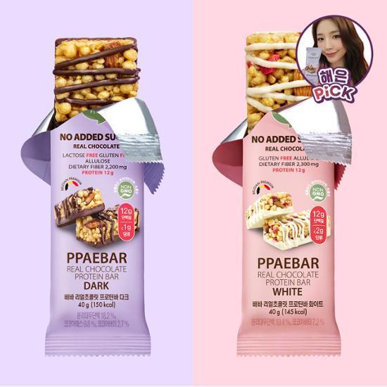[성해은PICK/노슈가 프로틴바] 빼바 리얼초콜릿 프로틴바 40g 2종 택1 (다크/화이트)