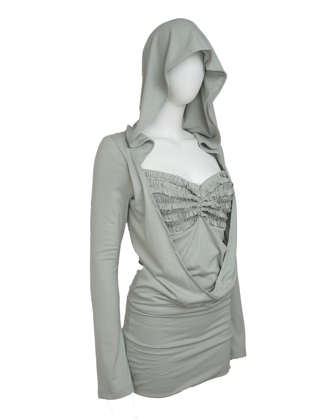 [re-order]DRAPED HOODIE DRESS [mint grey]