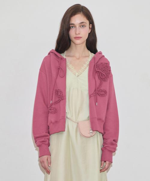 Rose Frill Hoodie Zipup (Rose)