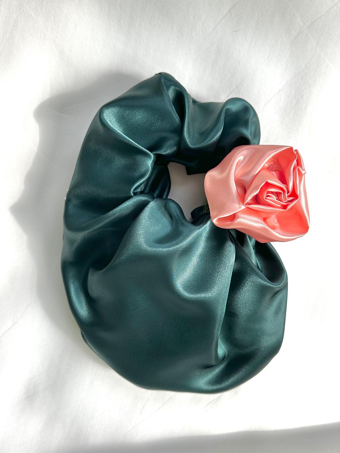 Rose Scrunchie Mini Bag - Deep Peacock