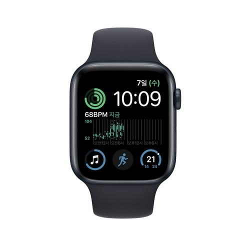 Apple 2022 애플워치 SE 2세대 알루미늄 케이스, 40mm, GPS, 미드나이트 / 미드나이트 스포츠밴드
