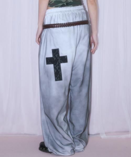 LACE CROSS SWEATPANTS_WHITE