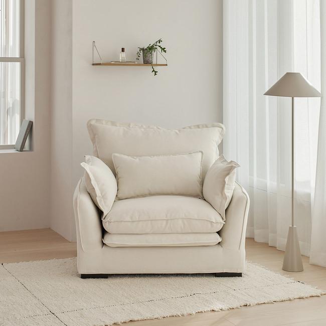 플로라 1인용 패브릭 린넨 구스 소파