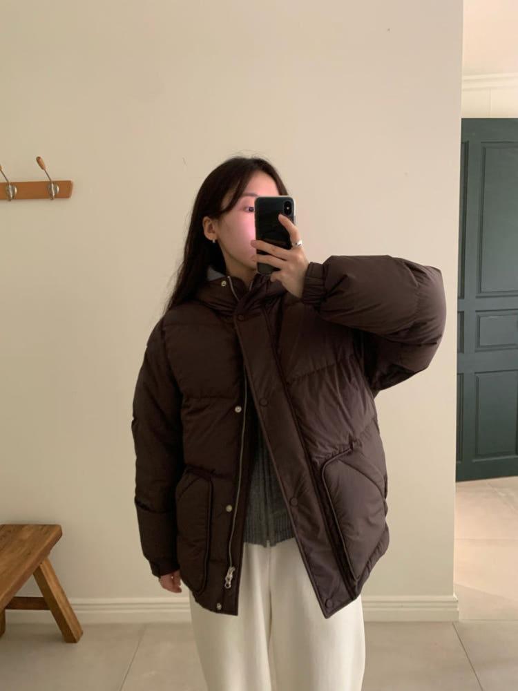 [fl lanel] 플라넬 스키 푸퍼 패딩 오리털 후드 다운 점퍼 (2color)