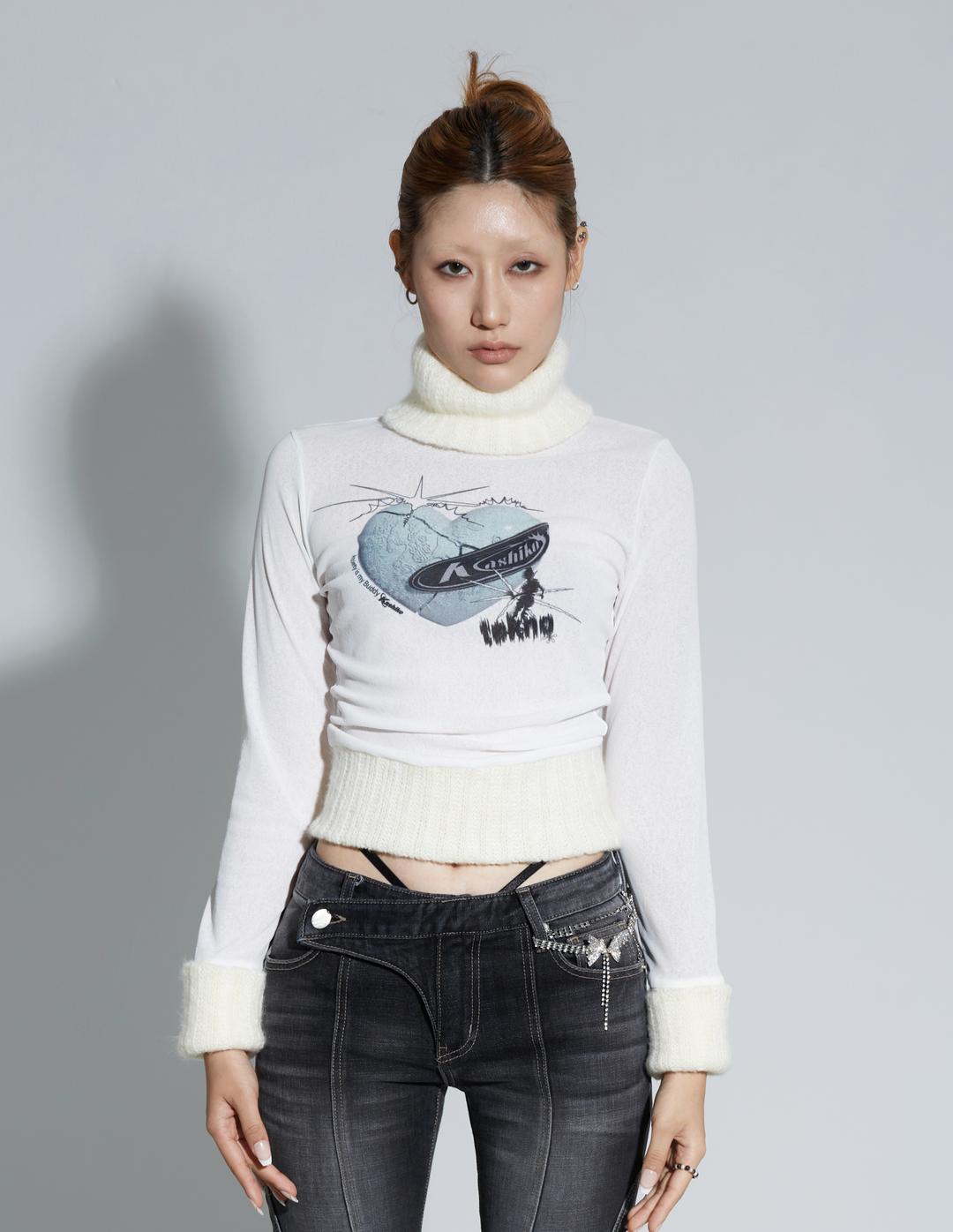JADE PRINT MESH TOP WHITE preorder