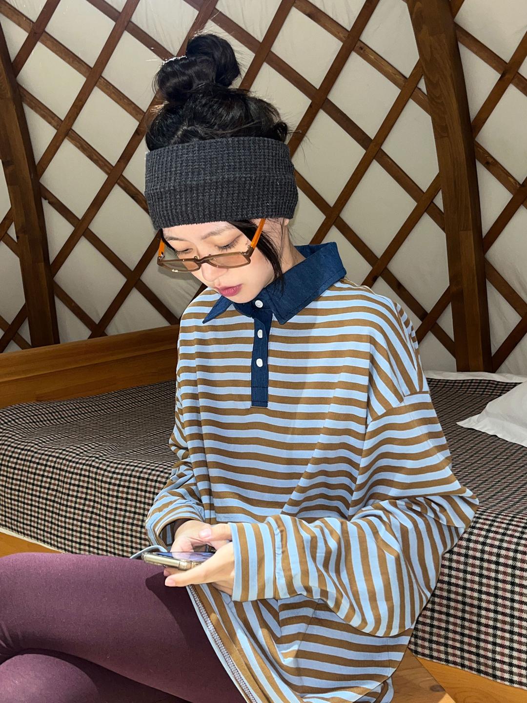 김아홉 보이프렌 ST 데님 카라 T