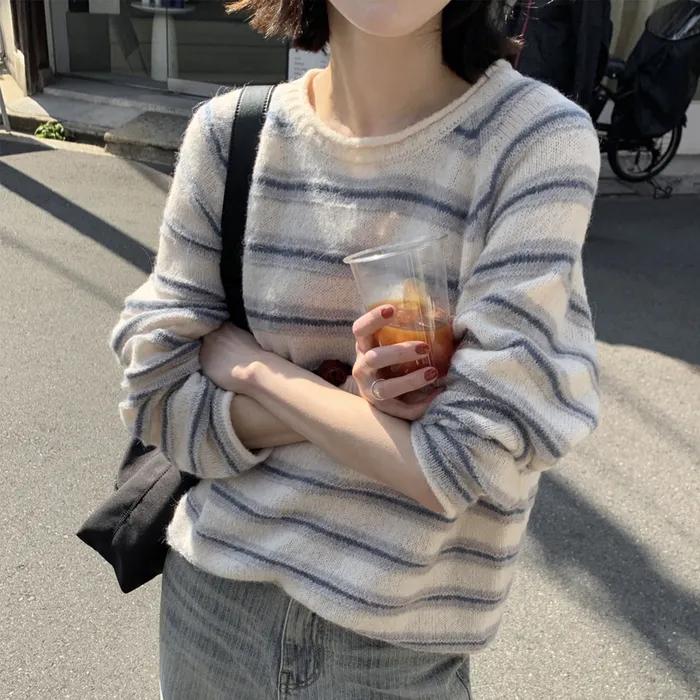 [3차] Roll Stripe Alpaca Knit (Ivory)