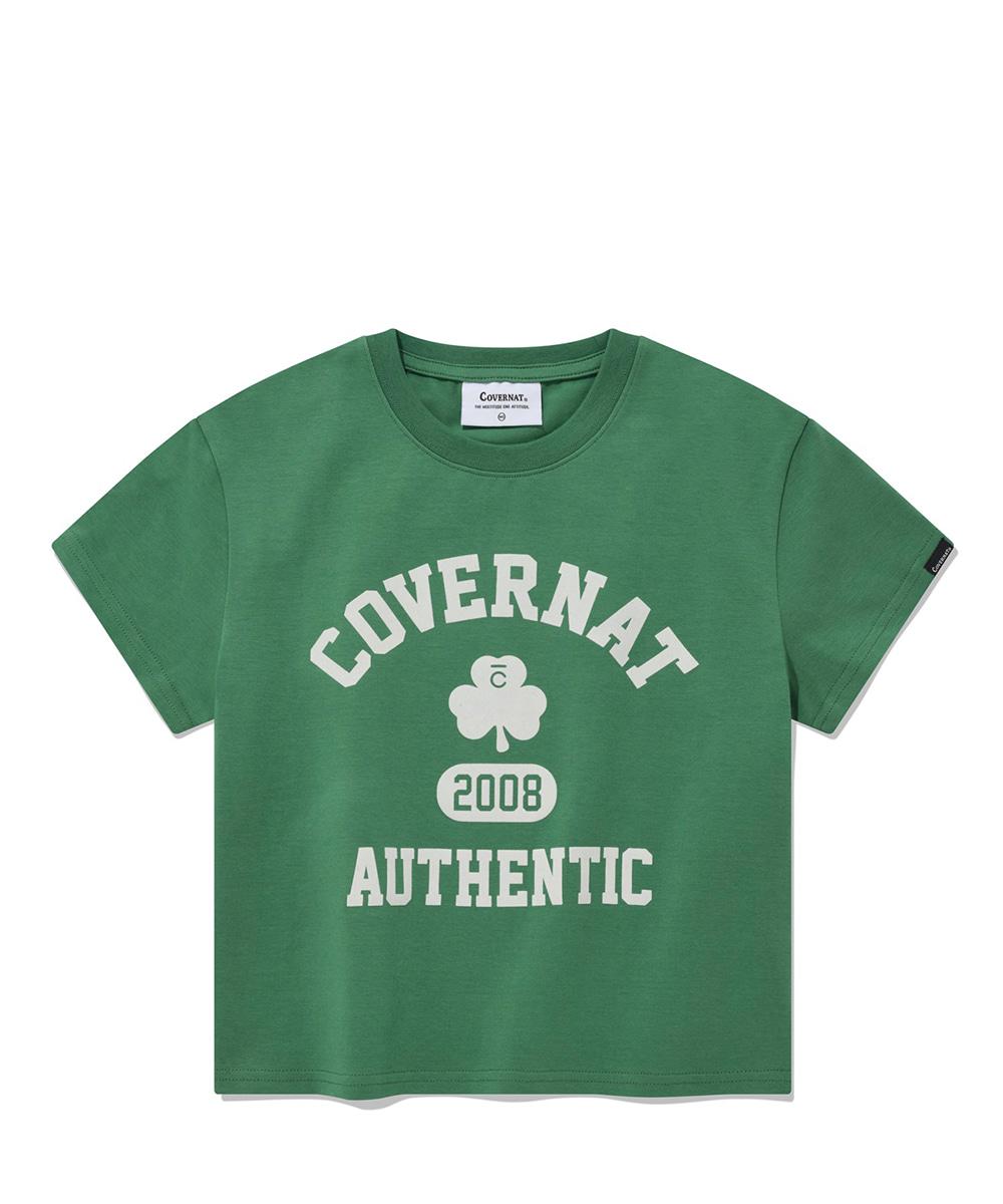 (W) 크롭 아이비 클로버 티셔츠 그린