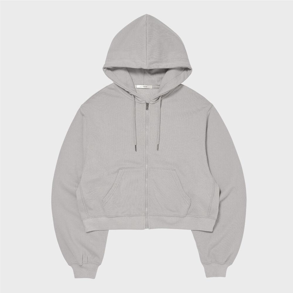 친환경 천연염색 CROP HOODIE ZIP-UP TREADWELL_ LIGHT GRAY