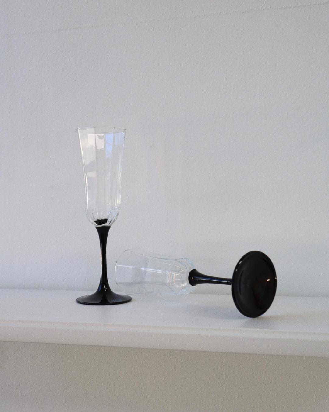 [Vtg] Luminarc 블랙 스템 글라스 L/S