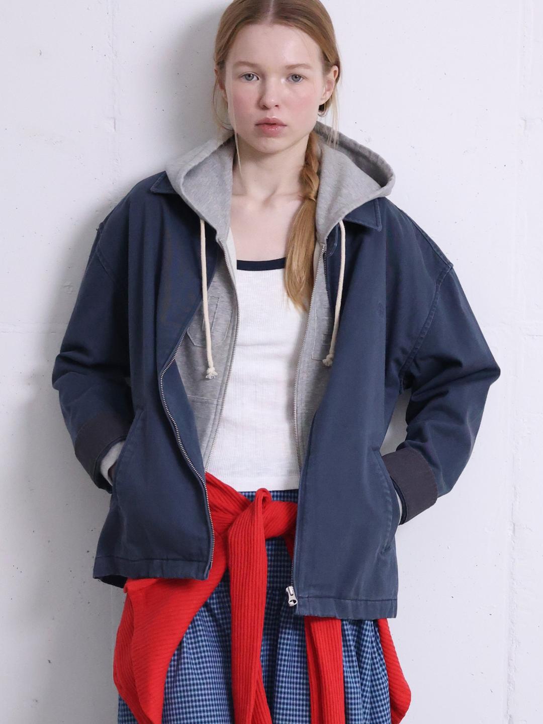Washed Cotton Jacket - Navy