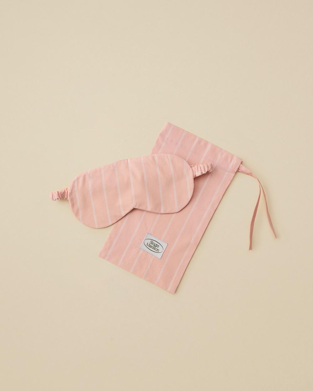 핑크 스트라이프 수면 안대 세트
