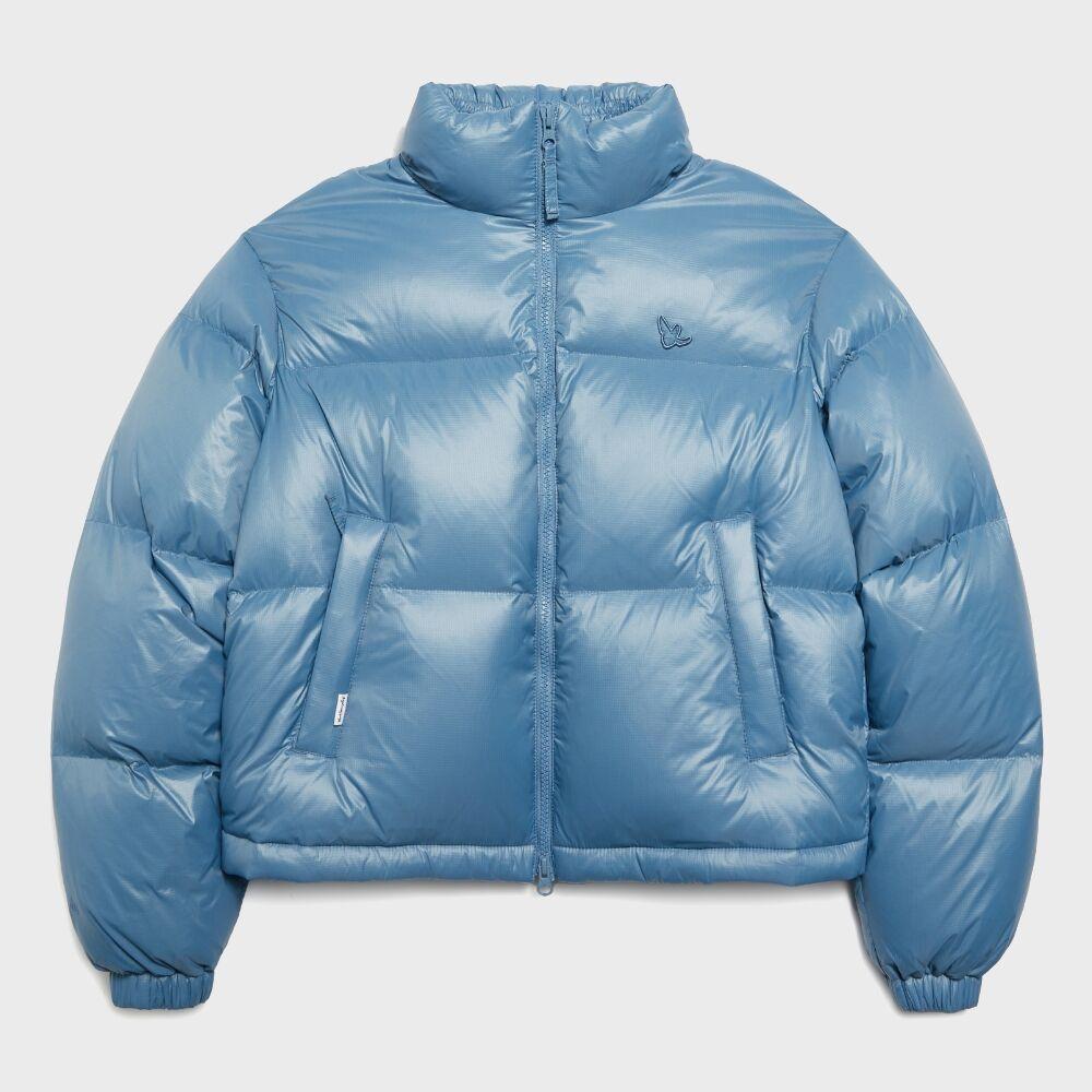 WOMENS ANGEL CROPPED PUFFER DOWN JACKET - BLUE