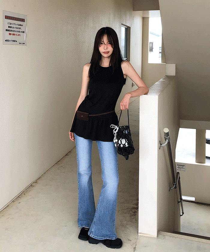 모코블링 슬라브 부츠컷 데님팬츠 #청바지 #데님팬츠 #중청 #워싱데님 #슬라브팬츠