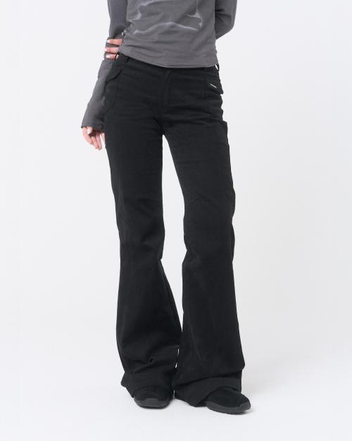 Side pocket bootscut pants BLACK